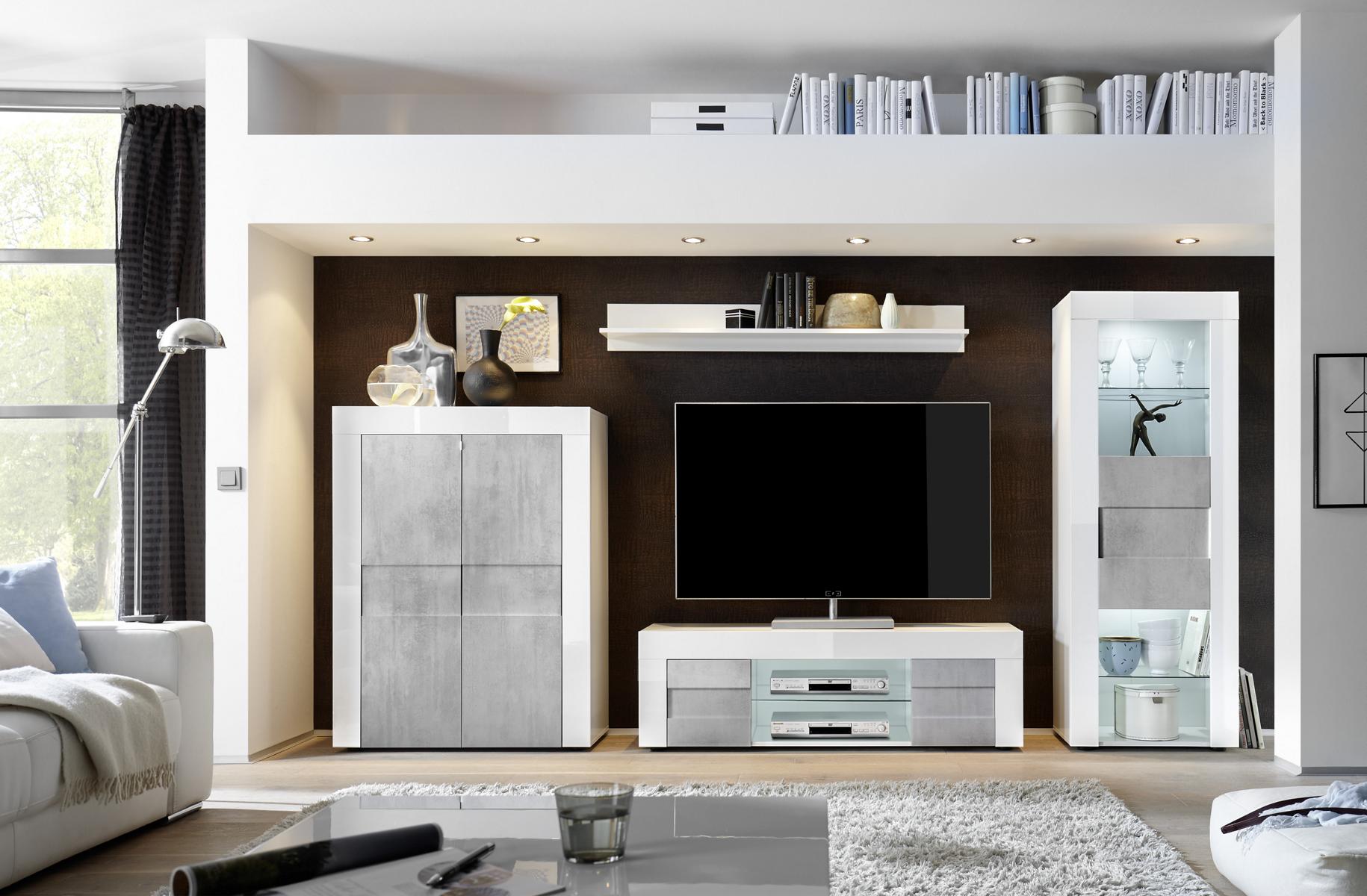 TV-Board Easy Modernes Design Beton-Optik 2 Türen 138 cm