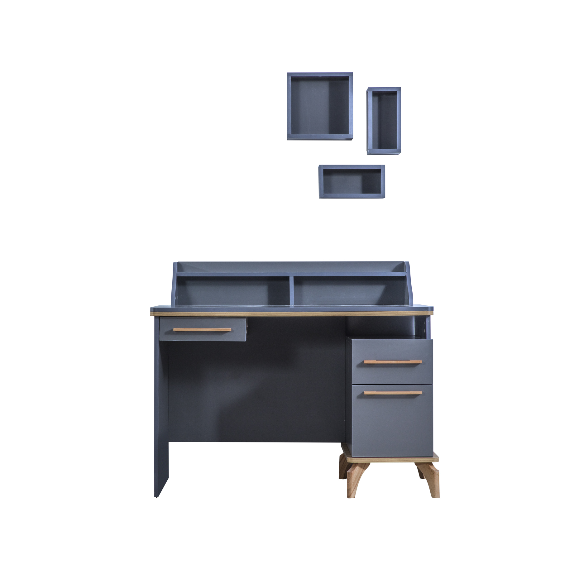 Benimodam Schreibtisch Loft mit Ablage Grau