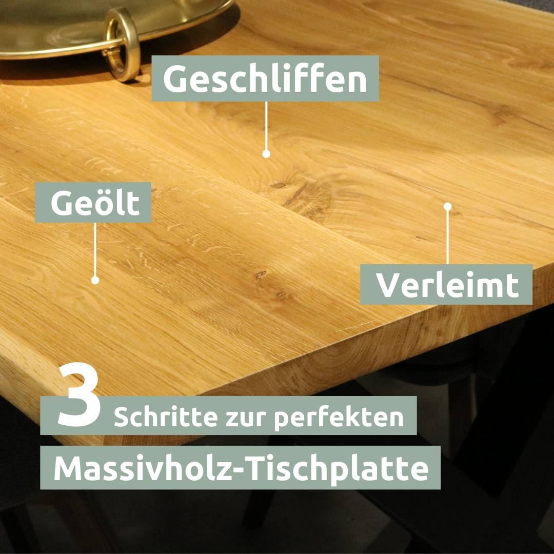 Holz4Home Tischplatte Eiche massiv mit Baumkante 