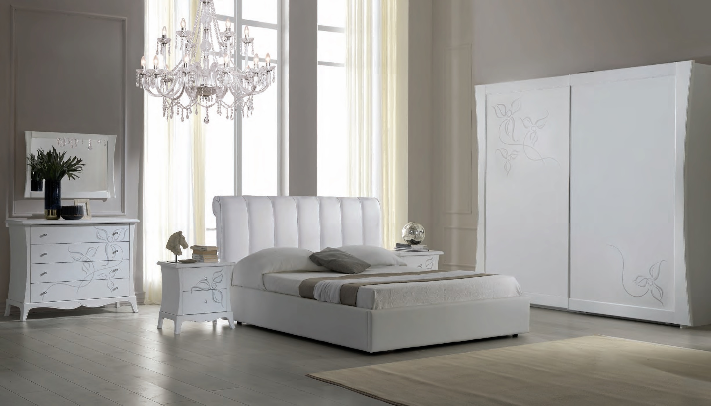 Schlafzimmer Set Jolie in Weiß/Silber 180x200 komplett