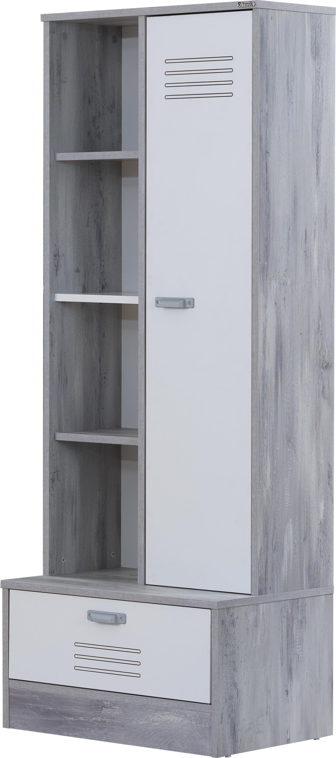 Ritmik Bücherregal Smart mit Schublade & Tür Weiß Grau