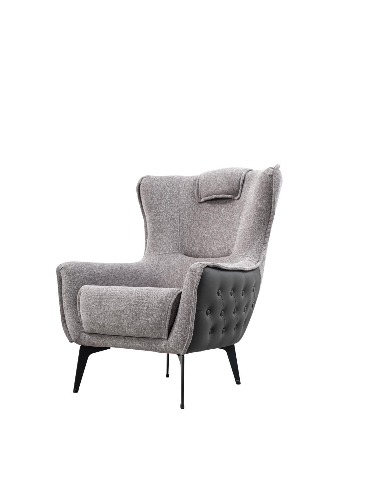 Weltew Design Sessel Izmir mit Kopfpolster Grau