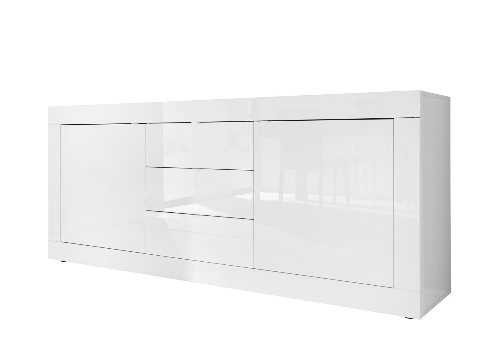 Sideboard Basic 2 Türen 3 Schubladen Modern Weiß Hochglanz