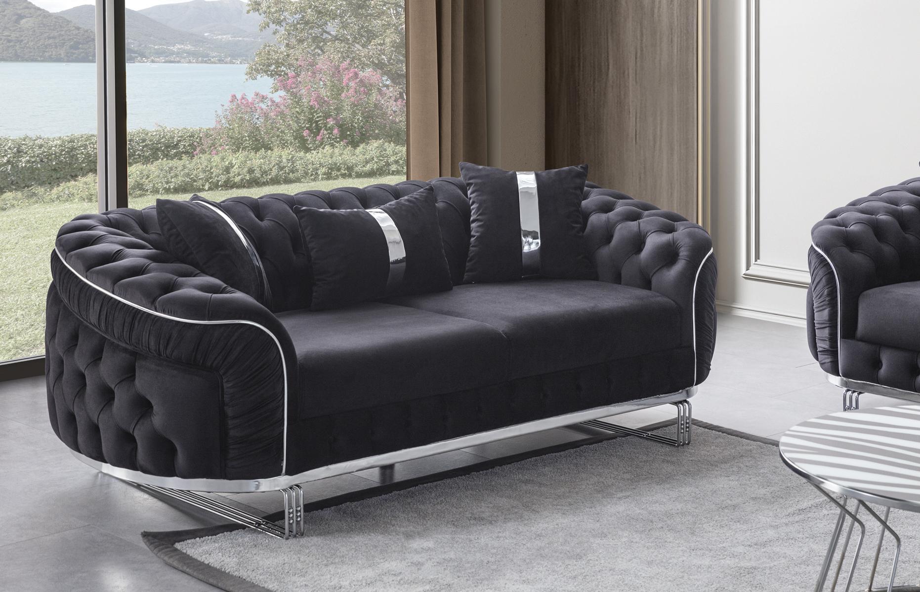 Eymense Design Sofa Elite Plus 2-Sitzer Chesterfield Schwarz