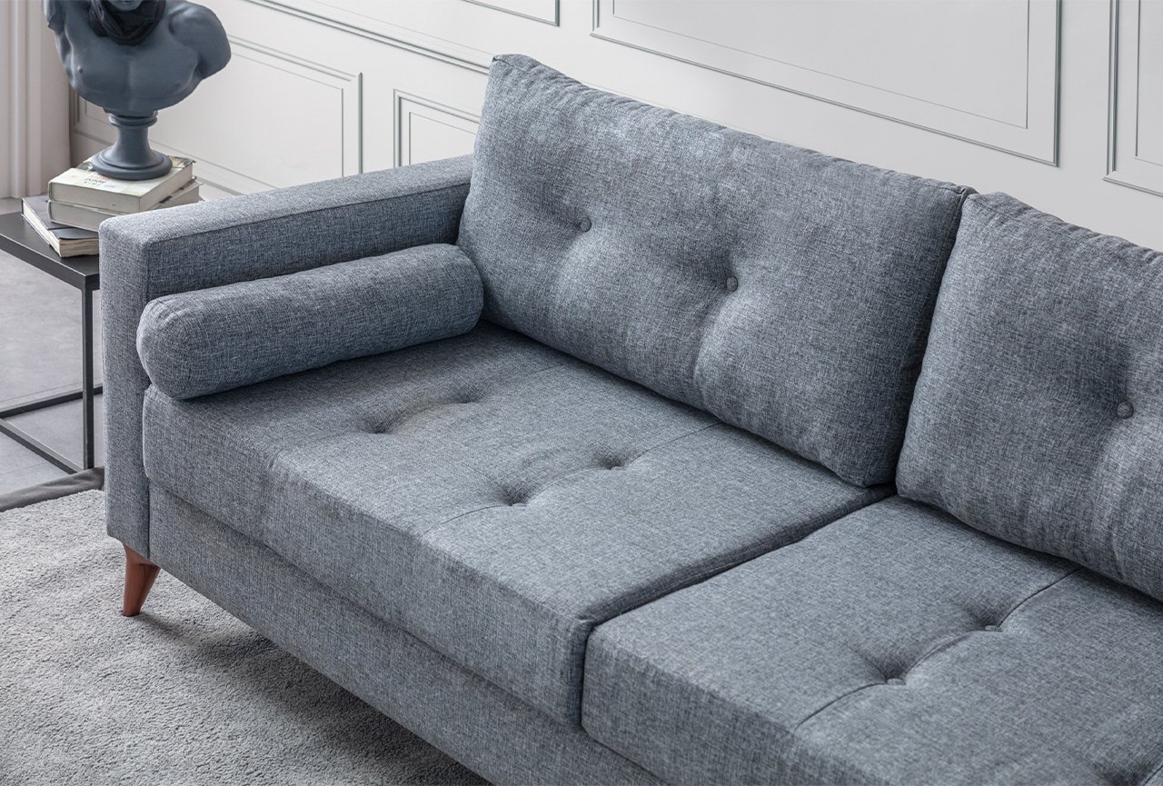 Eymense Sofa-Set Kraft 3-teilig Leinenstoff Modern Hellgrau