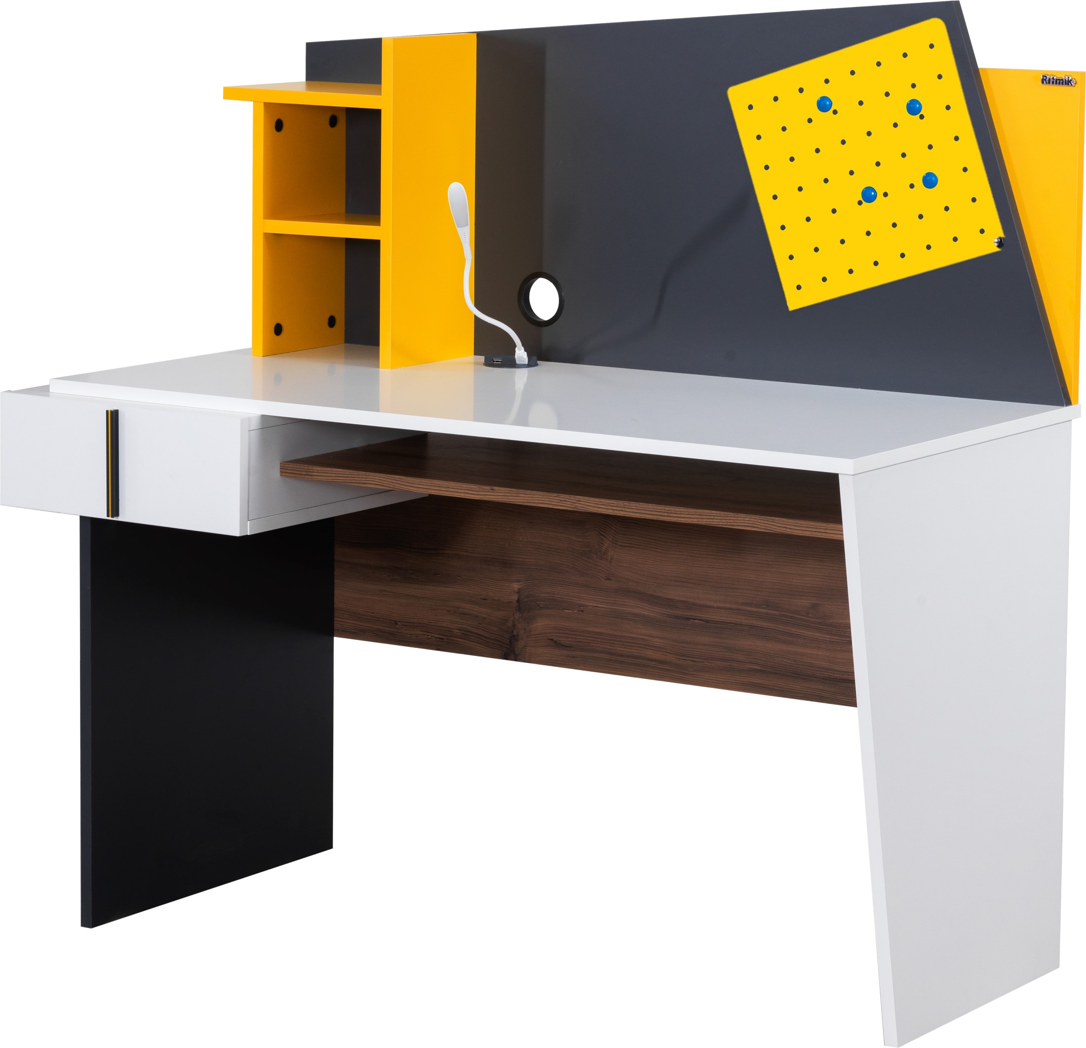 Ritmik Schreibtisch Halley mit Schublade Gelb Schwarz Weiß