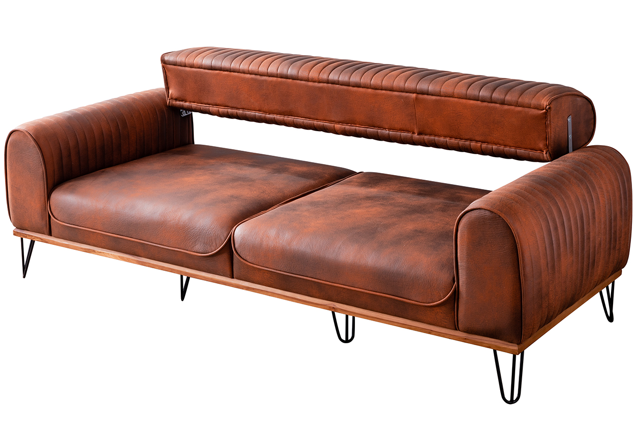 Eymense Design Sofa 3-Sitzer Roma Orange-Schwarz