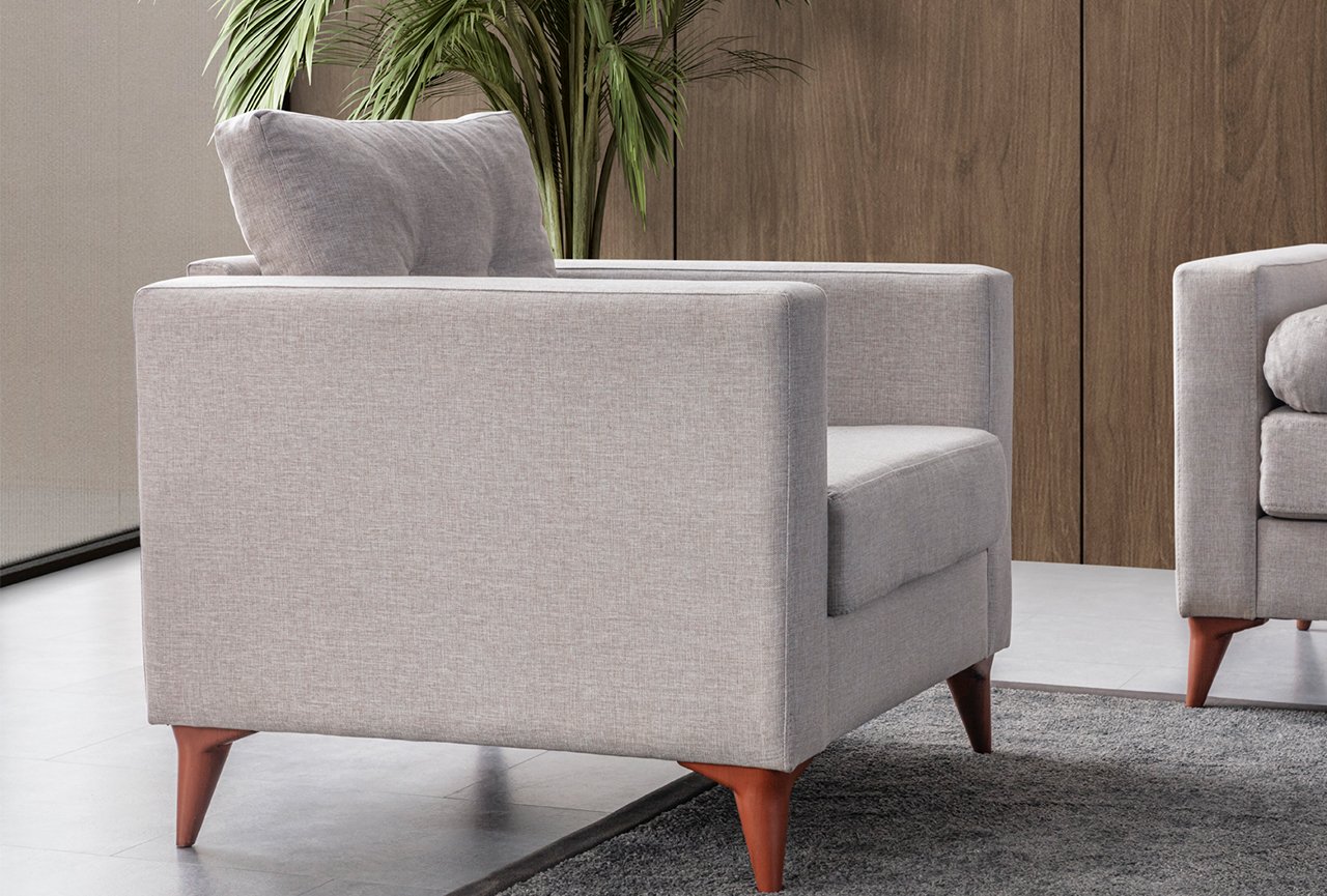 Eymense Sofa-Set Kraft 3-teilig Leinenstoff Modern Creme