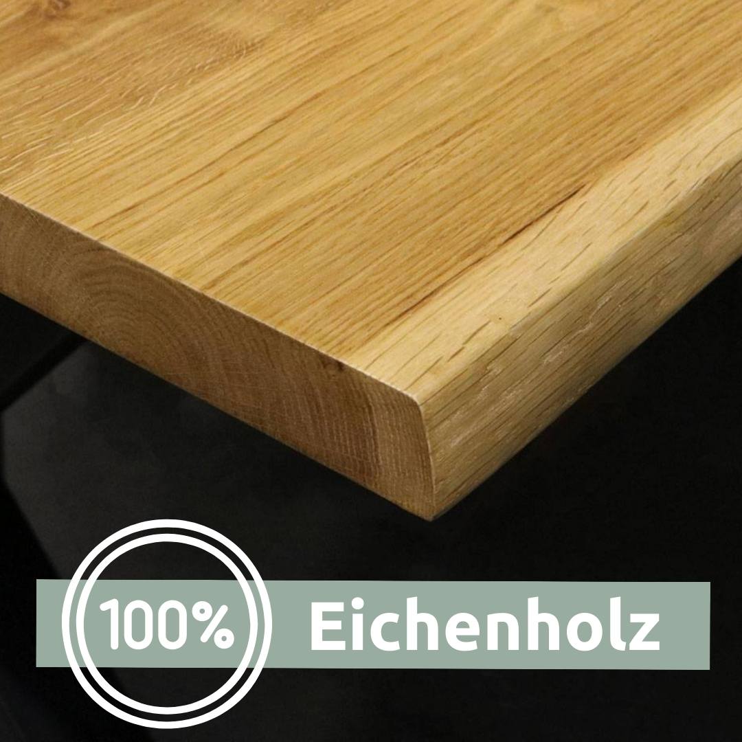 Holz4Home Tischplatte Eiche massiv mit Baumkante 
