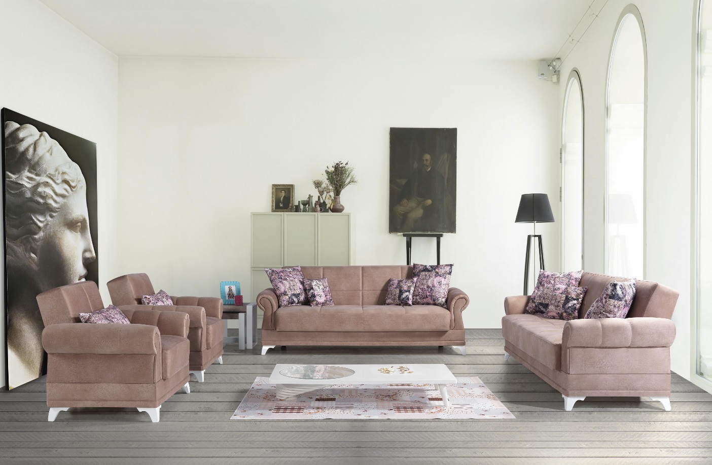 Windy Couch Garnitur Royal mit Stauraum in Rosa