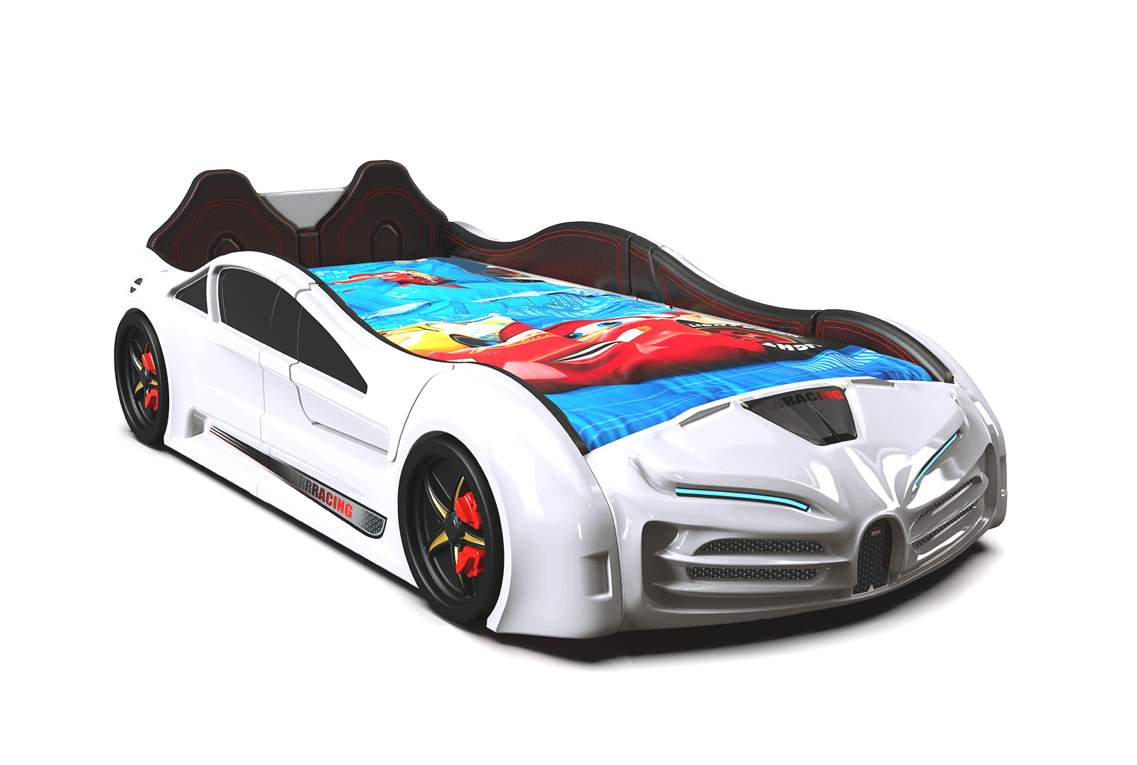 Autobett XR9 Racing mit LED und Flügeltüren Weiß