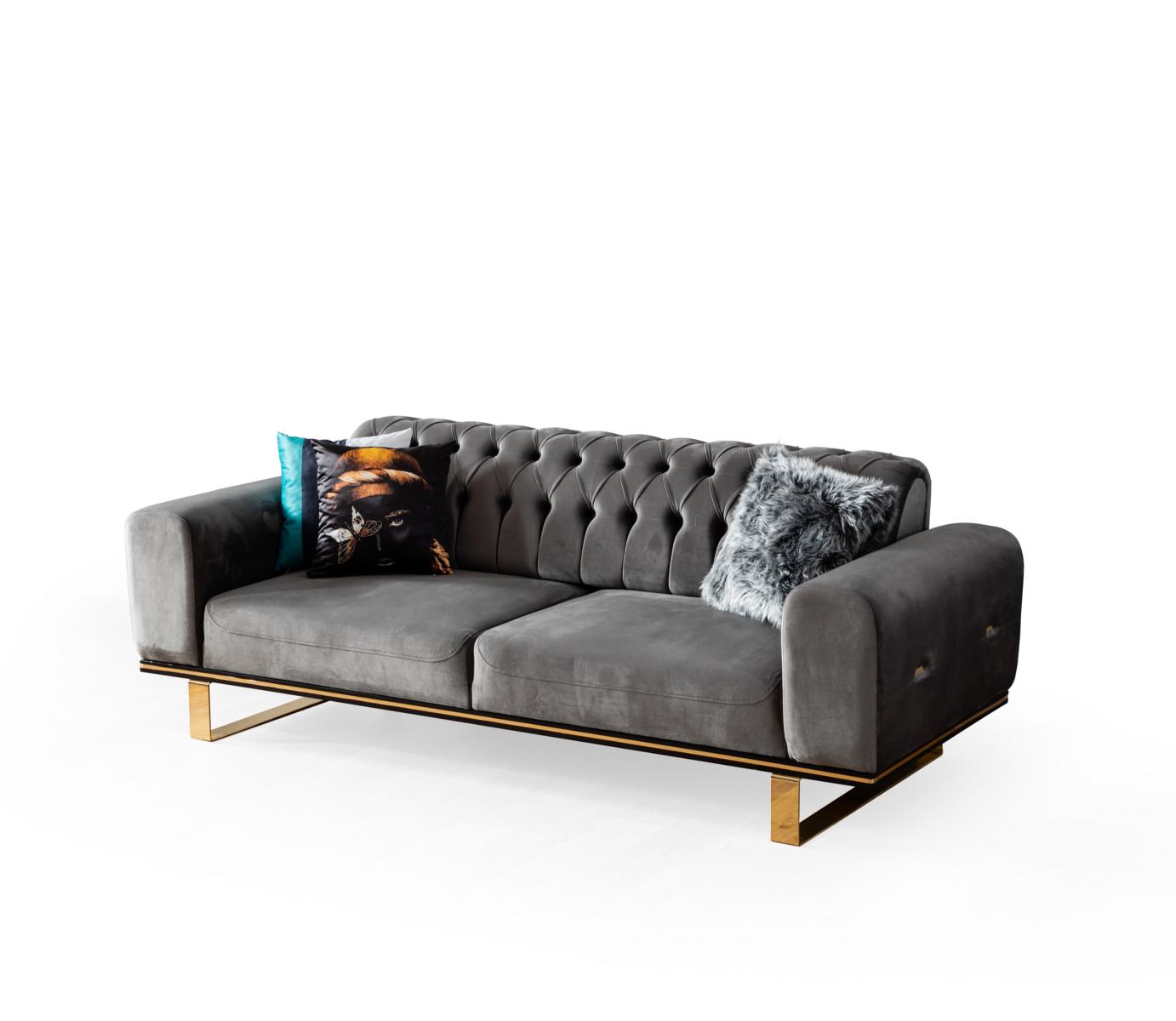 Eymense Design Sofa 3-Sitzer Arizona Anthrazit Gold