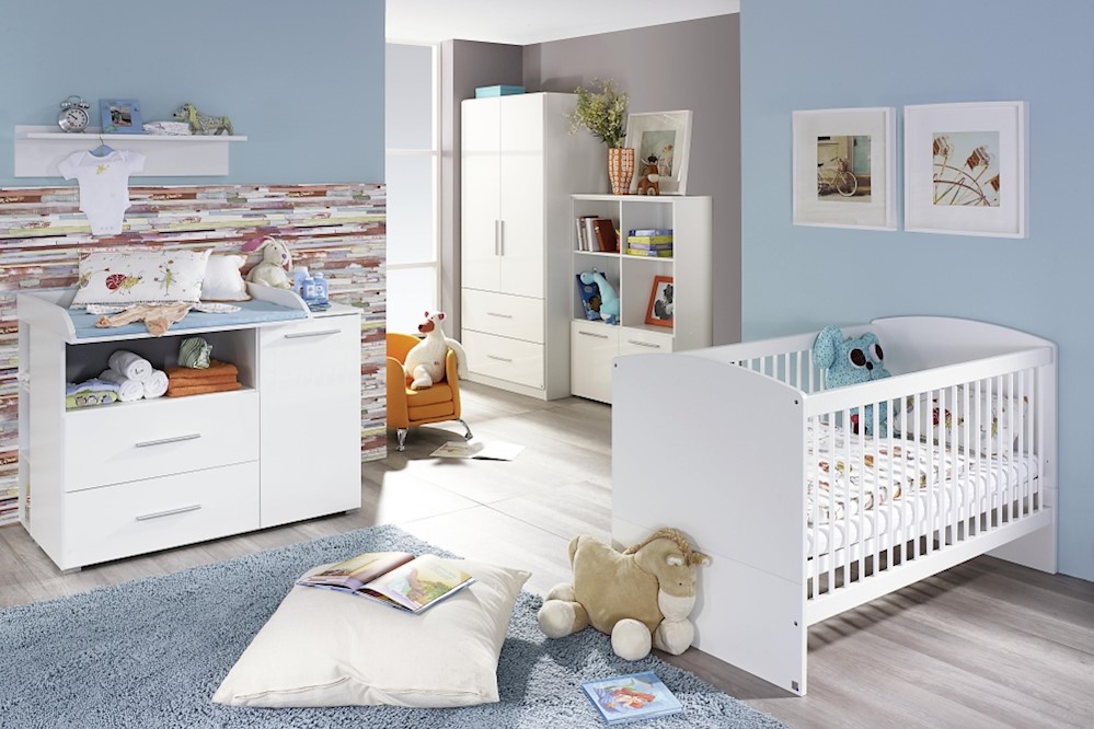Babyzimmer MANJA 5-teilig Hochglanz weiß / alpinweiß