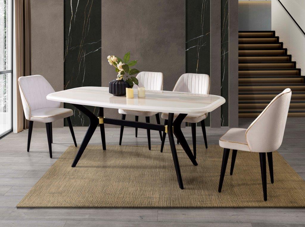 Raudi Esszimmer-Tisch Dubai 180x90 Keramik Weiß
