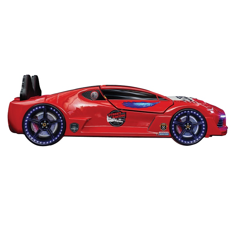 Autobett GT 999 AERO Rot mit Türen und Sportsitzen