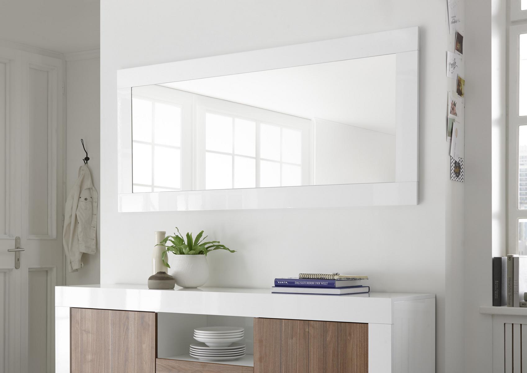 Wandspiegel Urbino Modernes Design Rahmen in Hochglanz Weiß
