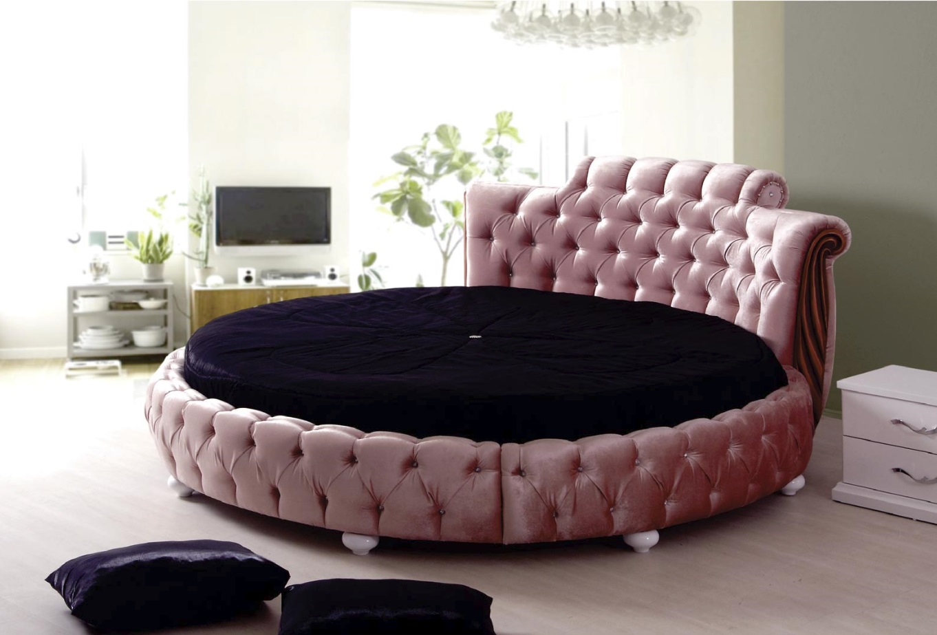 Rundes Bett in Rosa inklusive Matratze 23 cm Lale
