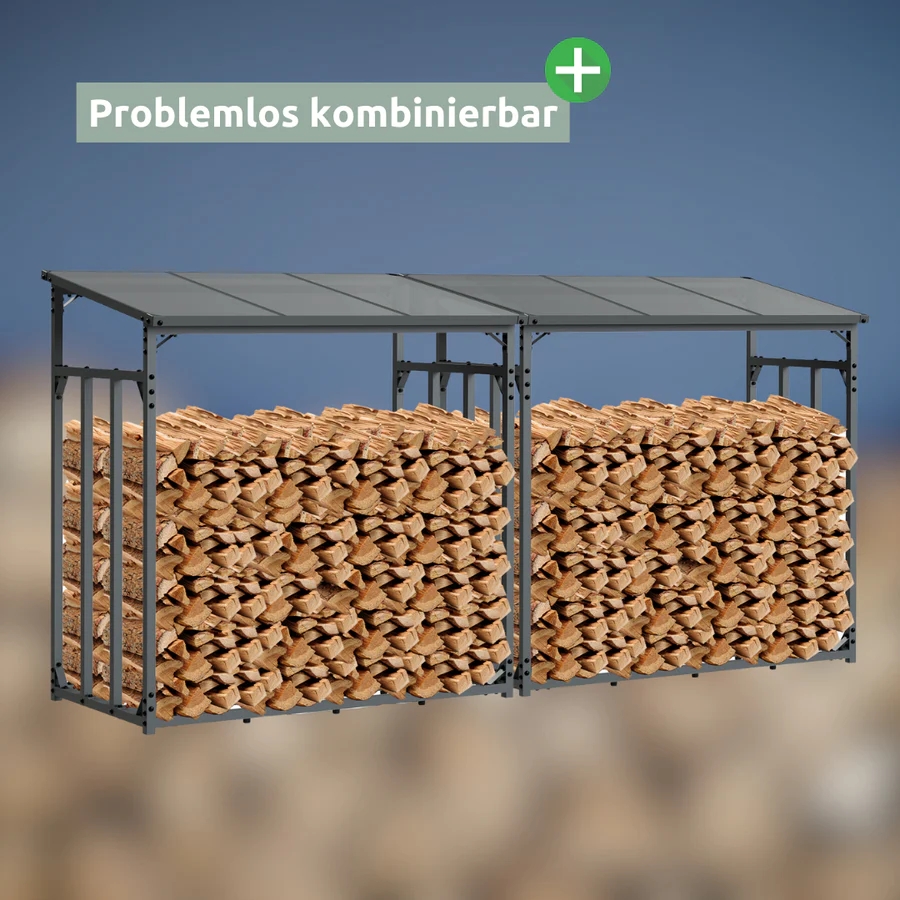 Holz4Home Kaminholzregal Metall für Außen Anthrazit