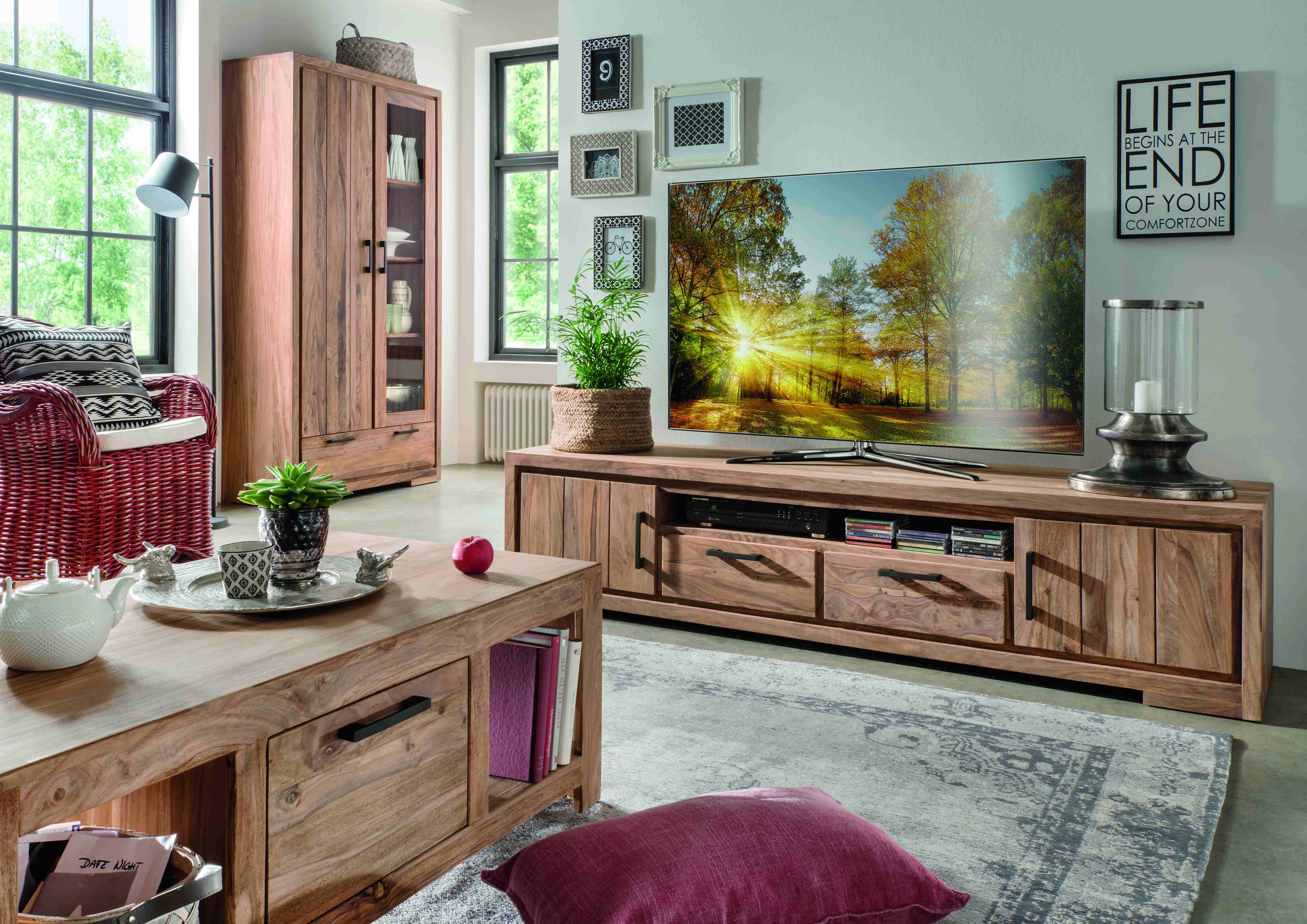 TV Lowboard aus indischem Holz Sanam