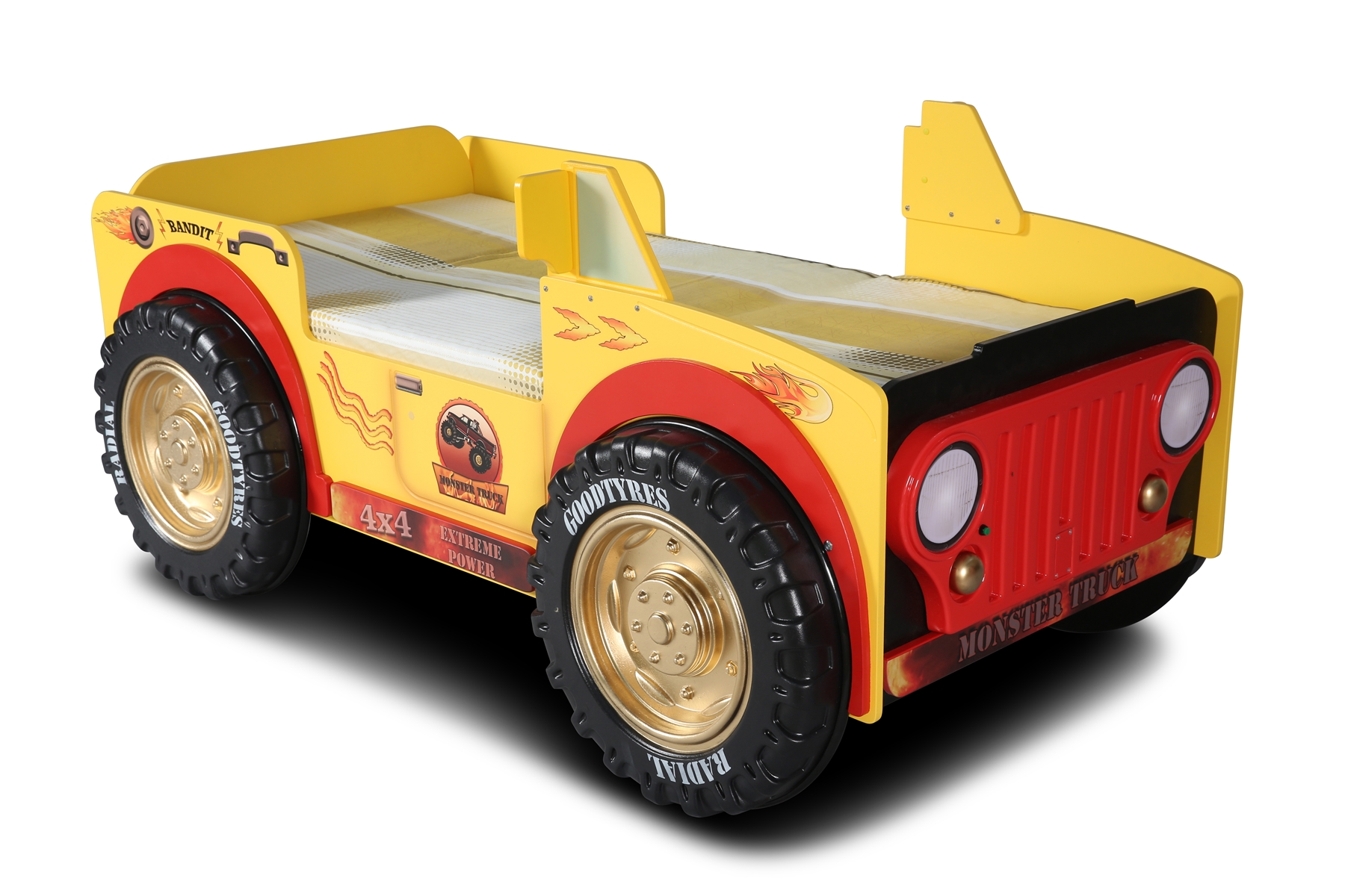 Autobett Monster Truck mit Matratze 90x190 & LEDs