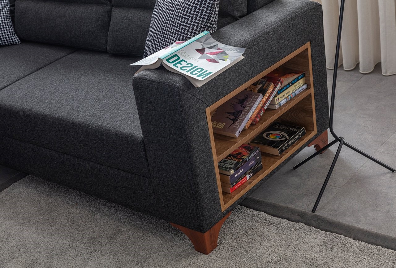 Eckcouch T-Loft Leinenstoff Anthrazit