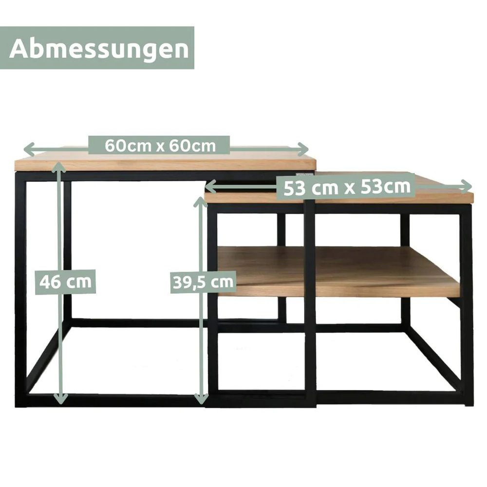 Holz4Home Couchtisch-Set Eiche 2-teilig Modernes Design