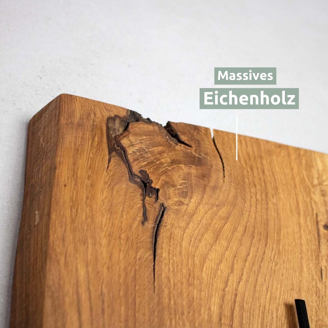 Holz4Home Wanduhr Aufstelluhr Eichenholz massiv Modern