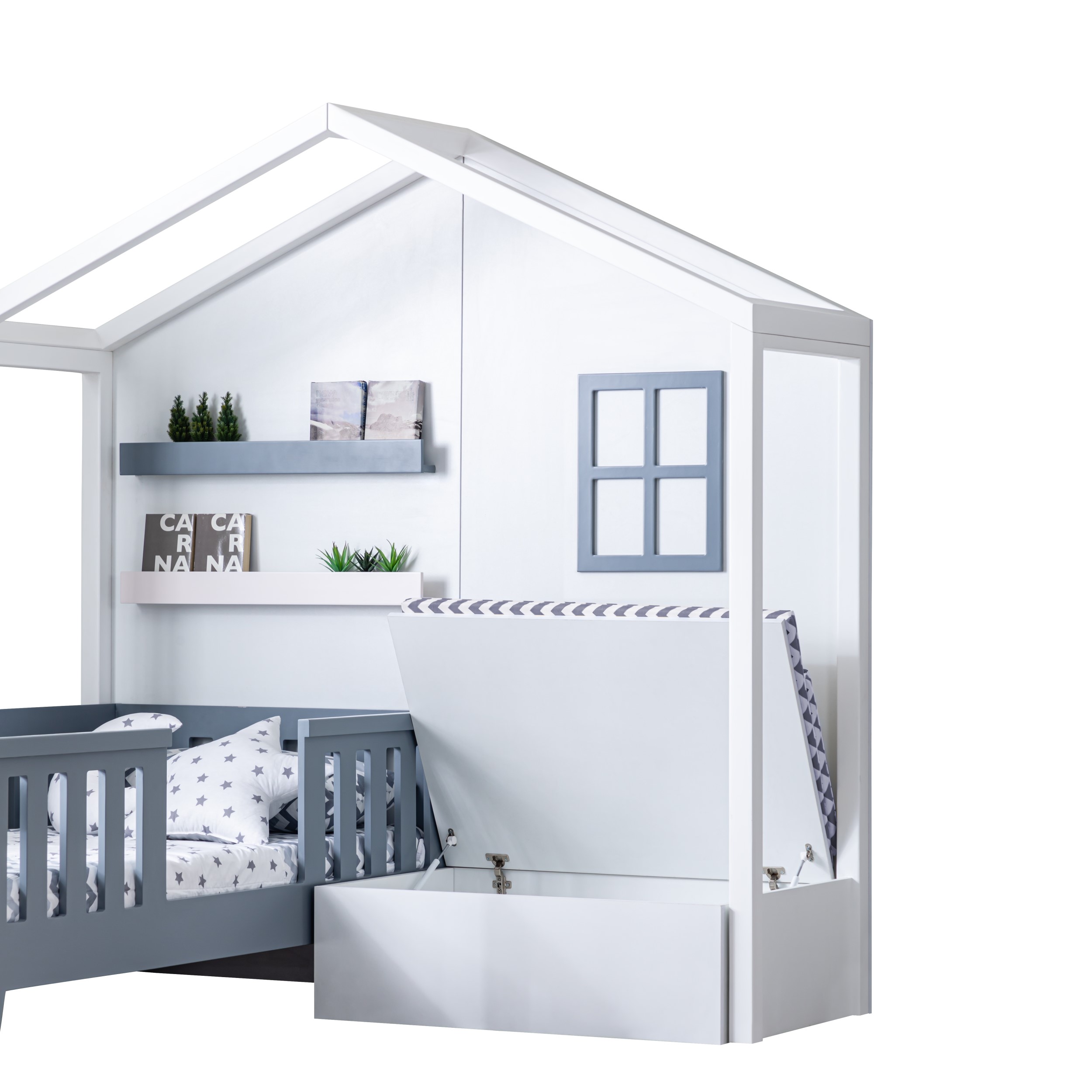Odacix Kinderbett mit Hauswand Cesme 90x190 cm Anthrazit