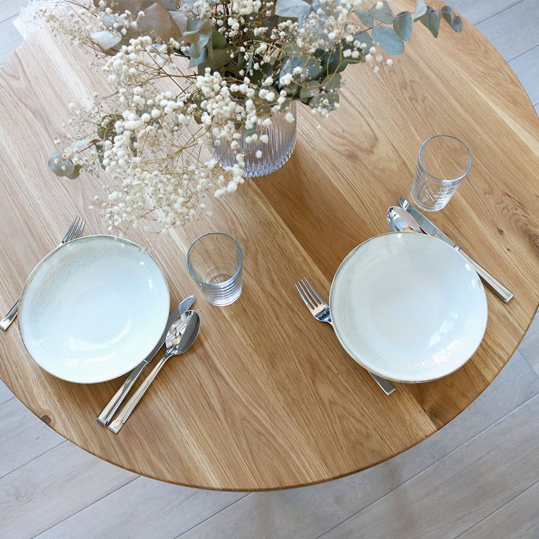 Holz4Home Runde Tischplatte Eiche massiv ⌀100 cm 