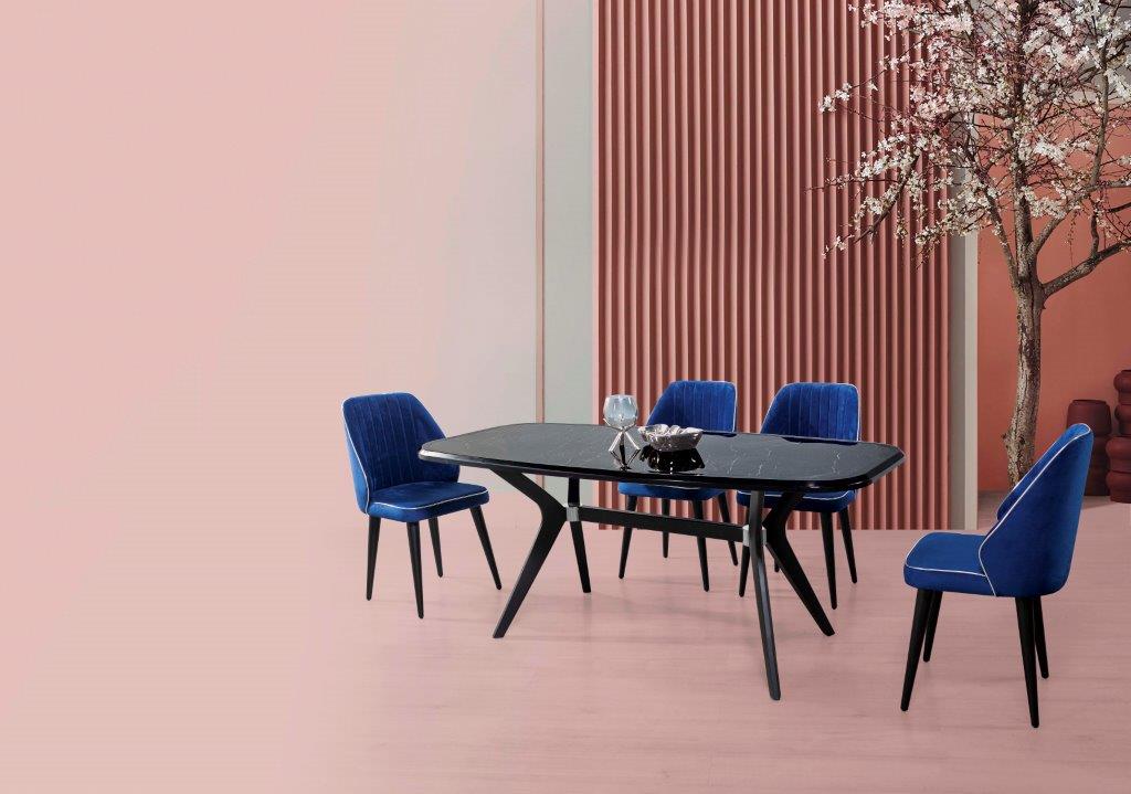Raudi Esszimmer-Tisch Dubai 180x90 Keramik Marmoroptik Schwarz