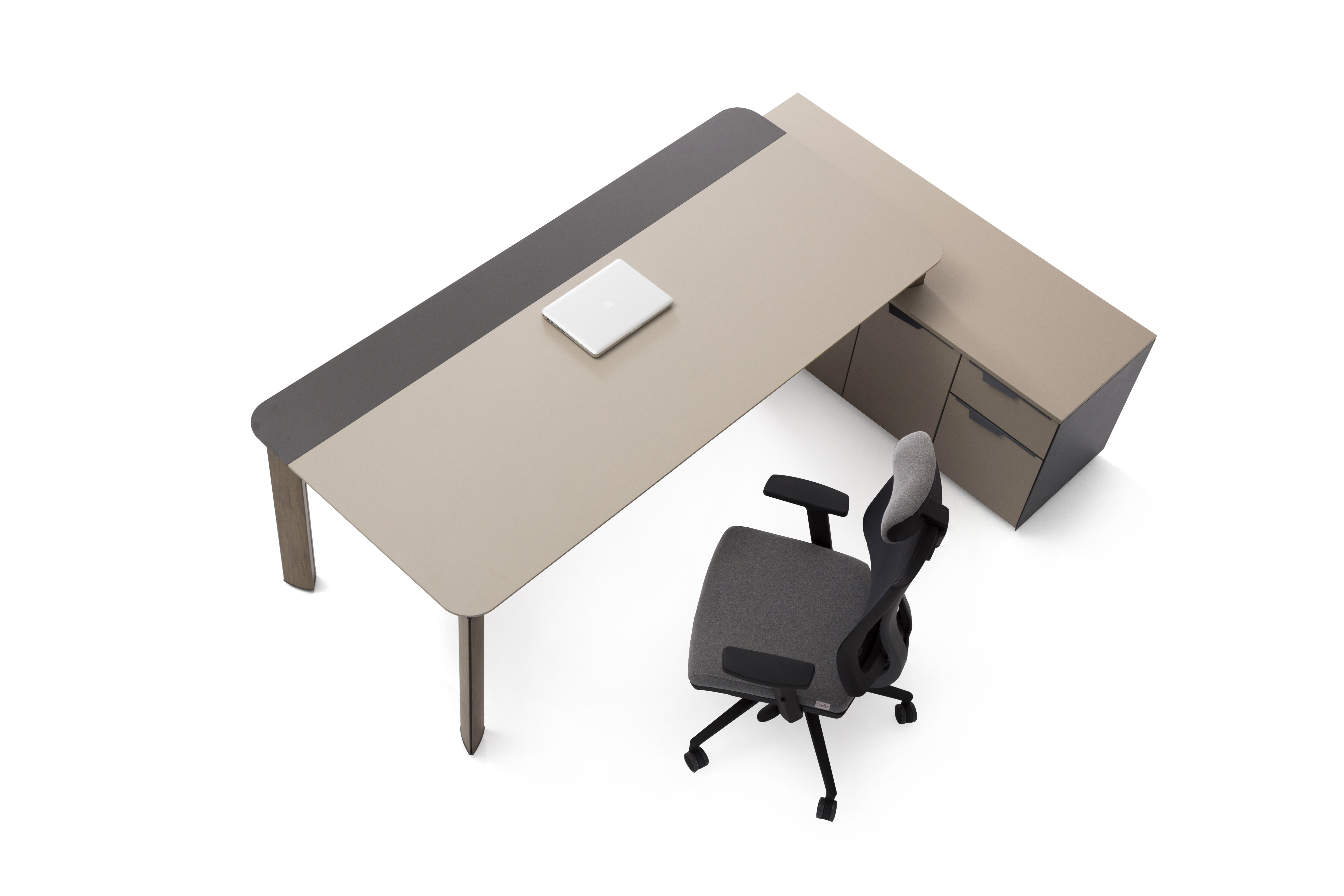 Ovali Schreibtisch Set 3-teilig Twist L2 Beige 180x90 cm