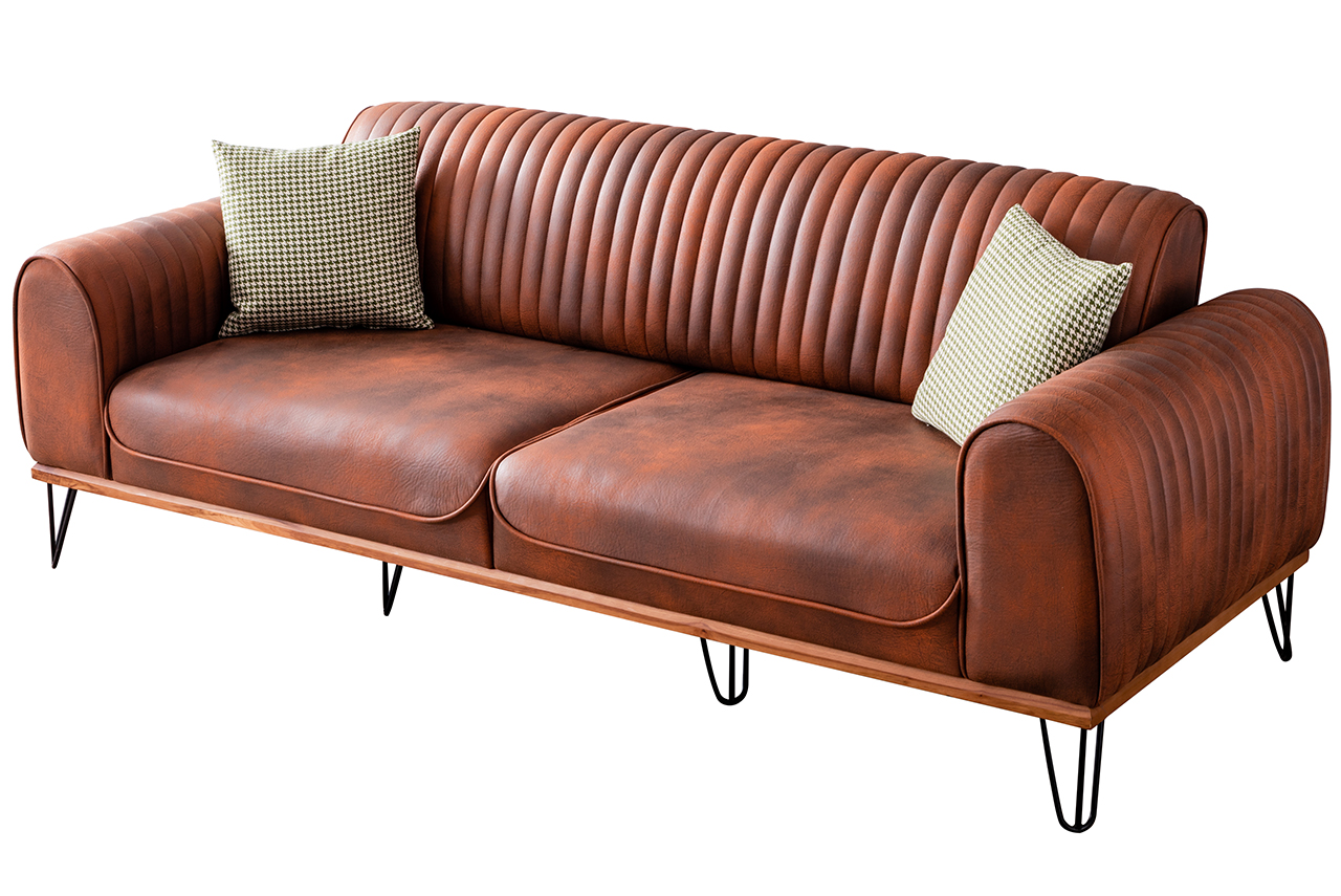 Eymense Design Sofa 3-Sitzer Roma Orange-Schwarz