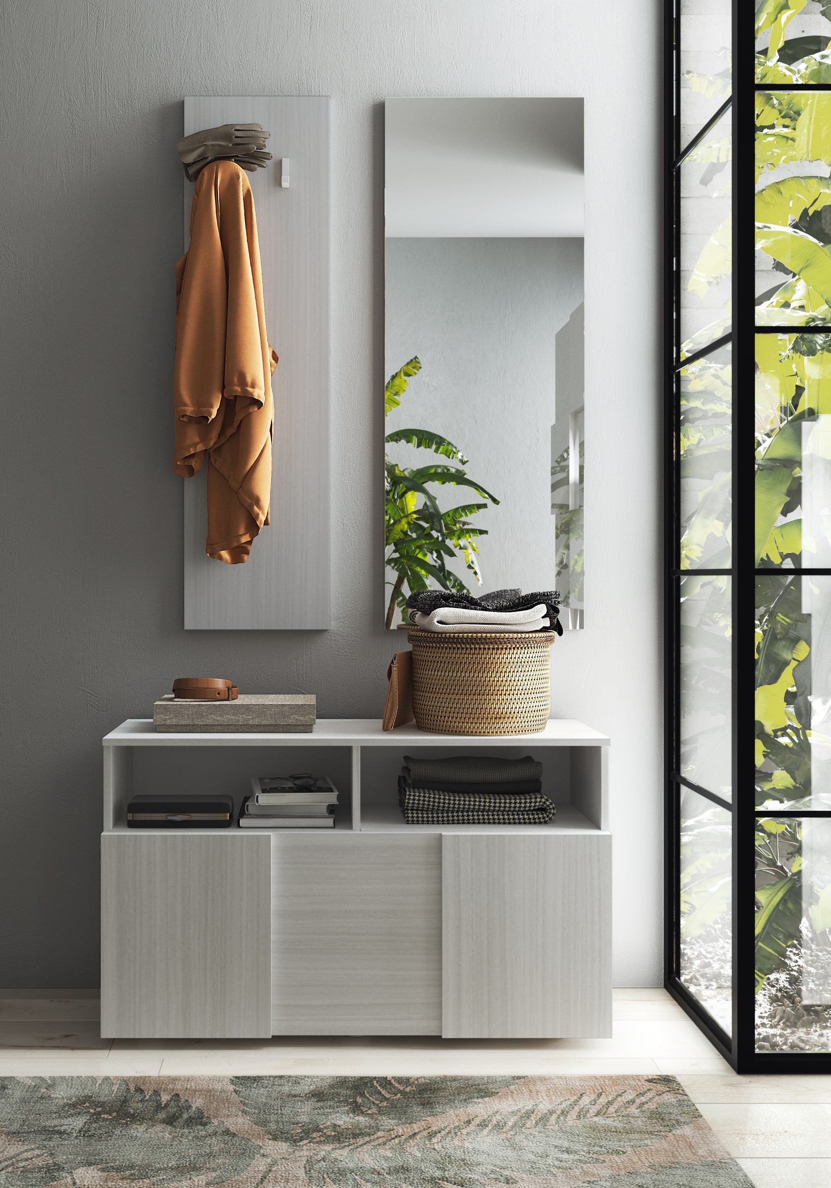 Weiß LC-Möbel 3-teilig Dama mit Spiegel Garderoben-Set