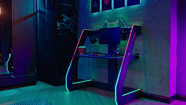 Almila Schreibtisch Roox mit LED und Monitorhalterung