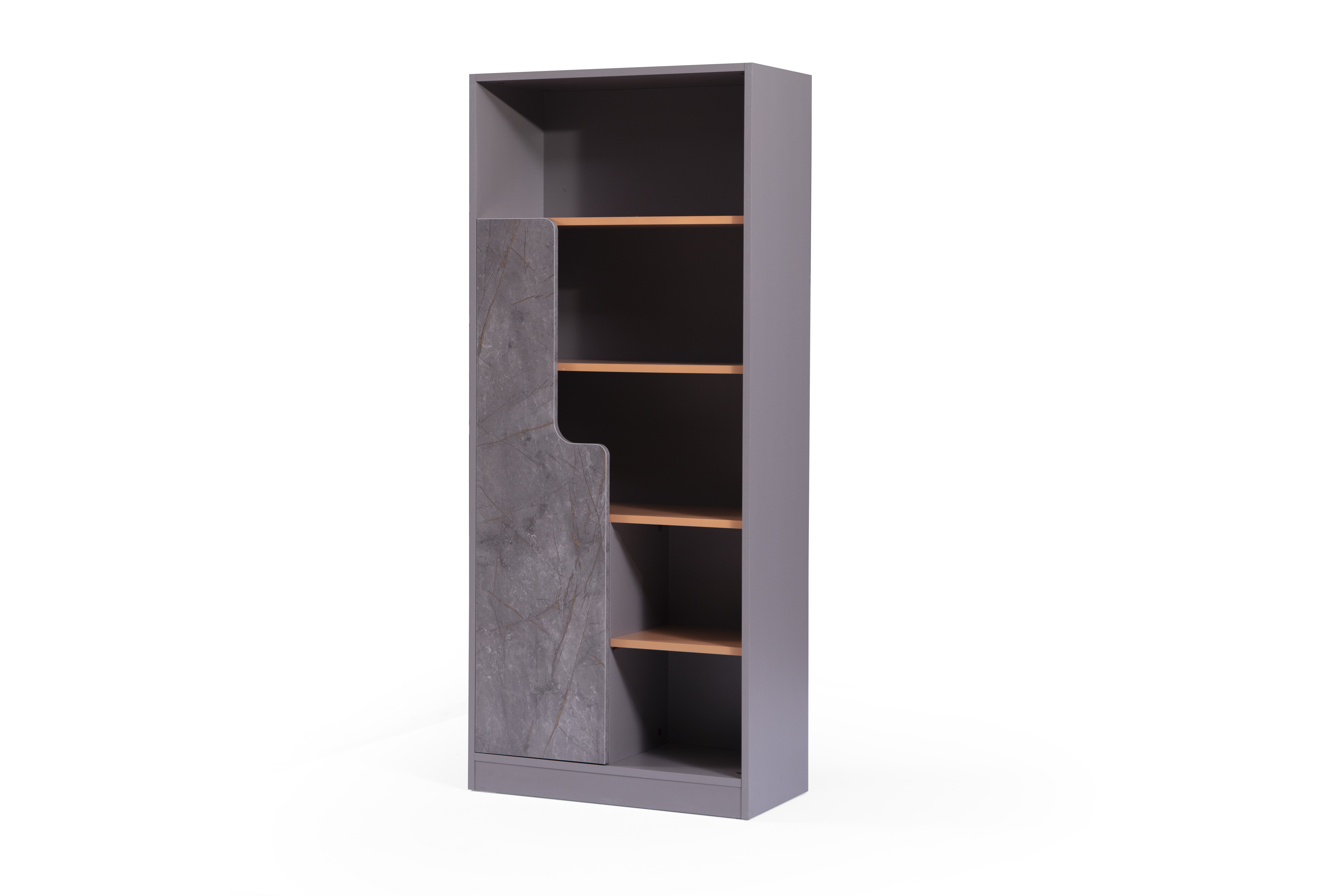 Benimodam Bücherregal Ares mit Tür Grau Steinoptik