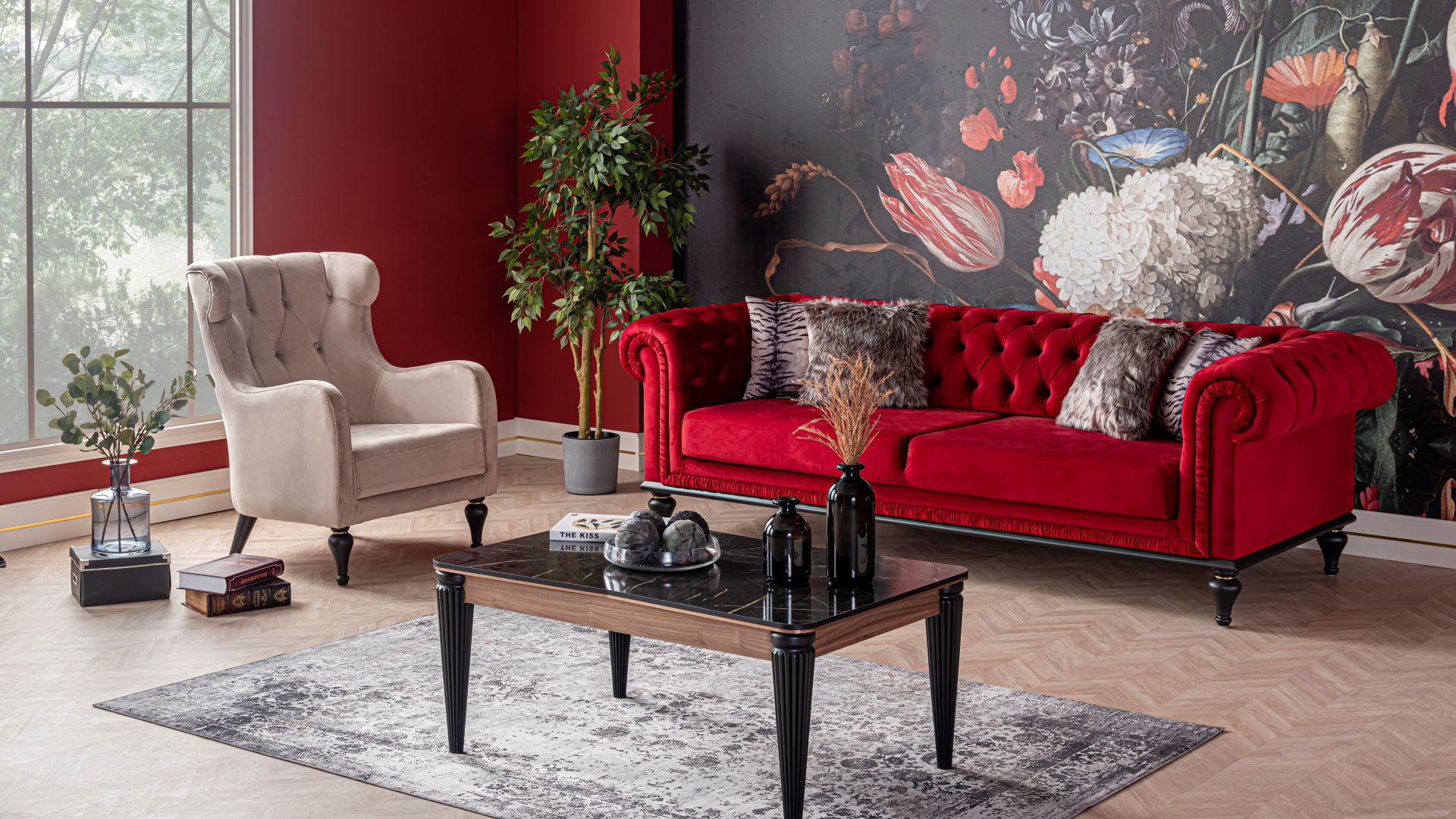 rotes Barocksofa modern bei Möbel Lux