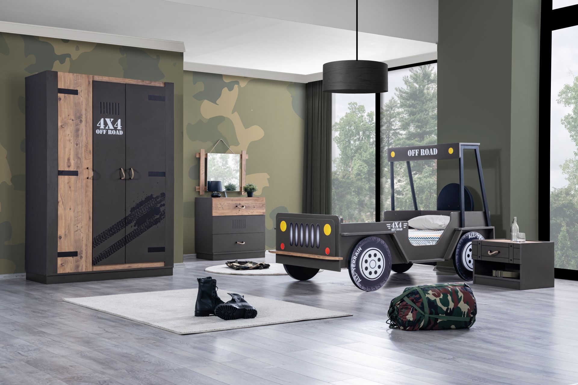 modernes Jeep Safari Kinderzimmer bei Möbel Lux